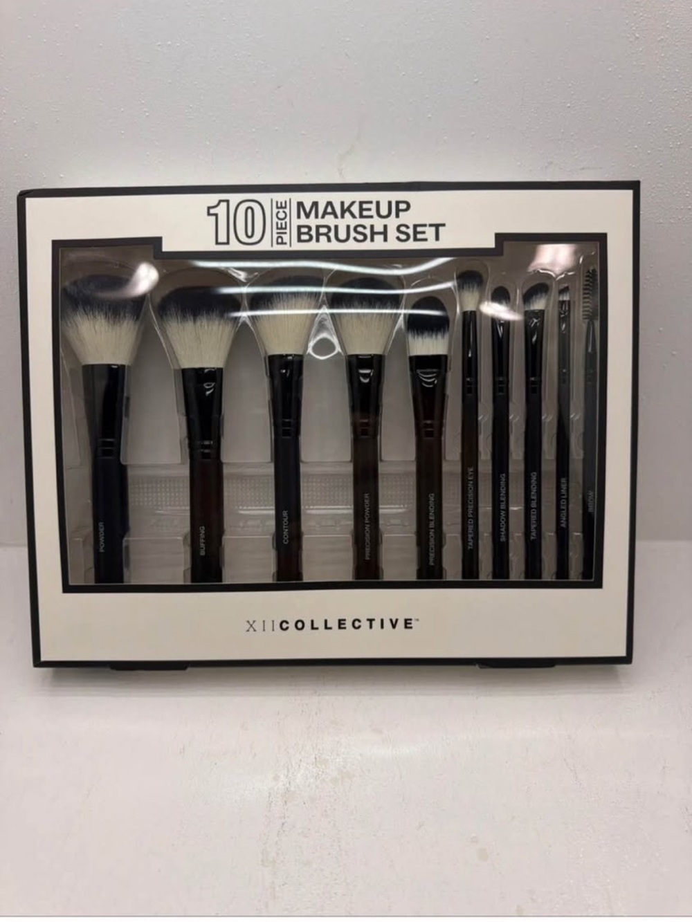 XIICOLLECTIVE 10-Piece Black & White Makeup Brush Set